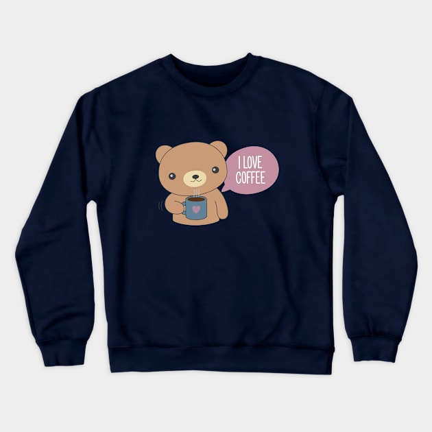 Cute Coffee Drinking Bear T-Shirt Crewneck Sweatshirt by happinessinatee